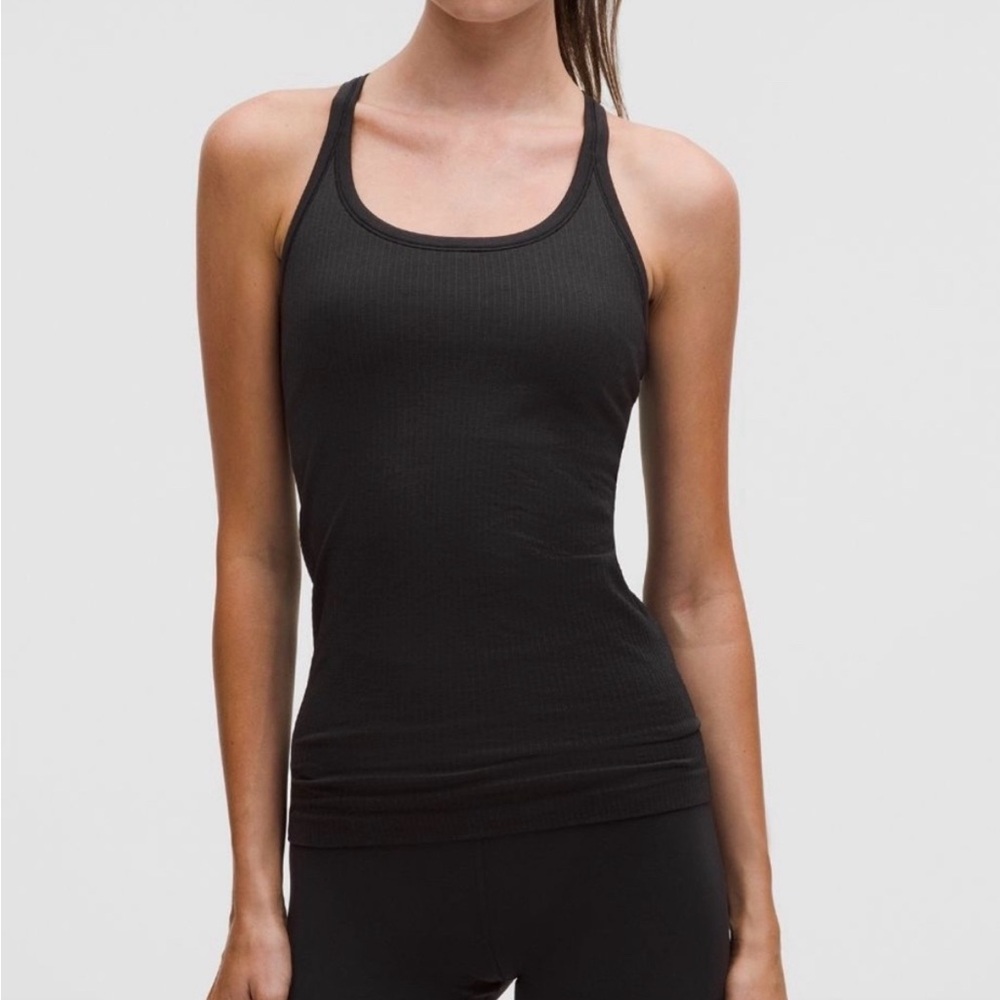 Lululemon Ebb to Street Racerback Tank Ribbed Black Size 6 Athleisure Gym Yoga